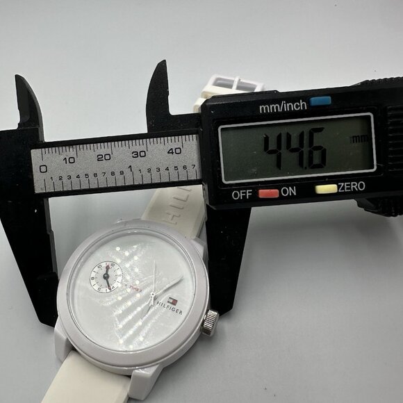 Tommy Hilfiger Watch Men White Dual Time Dial Silicone Band New Battery 10 Inch - Picture 7 of 12